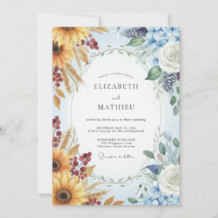 Convites Casamento Girassol Eucalipto Céu Âmbar