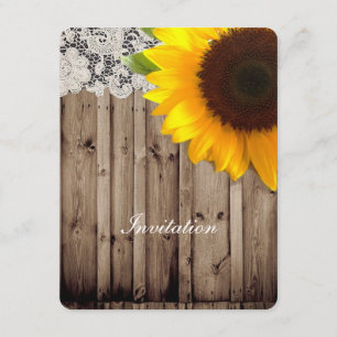Convites casamento girassol país madeira celeiro renda rúst