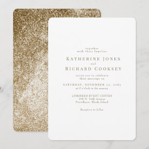Convites Casamento Glam Moderno Branco e Dourado Arredondad