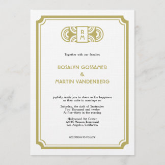 Convites Casamento glam retro de Hollywood do art deco