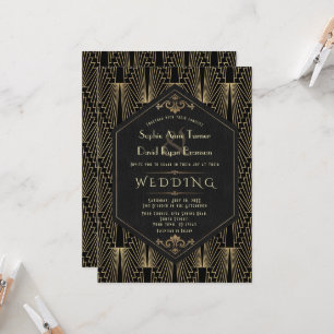 Convites Casamento Glam Roaring 20s Grande Gatsby Art Déco