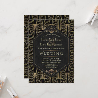 Convites Casamento Glam Roaring 20s Grande Gatsby Art Déco