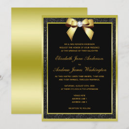 Convites Casamento Glamouroso Arco Dourado e Lantejoulas Pr