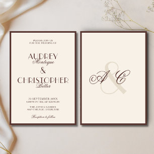 Convites Casamento Glamouroso Monograma de Chocolate Old Mo