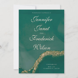 Convites Casamento Glitter Verde Alcohol Ink