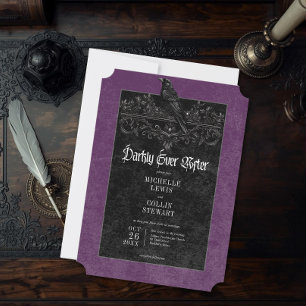 Convites Casamento Gothic Raven Purple Darkly Ever After