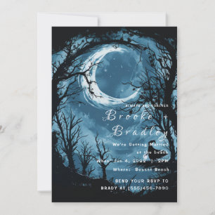 Convites Casamento Gótico ao Luar Azul Meia-Noite