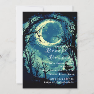 Convites Casamento Gótico Azul-Verde ao Luar