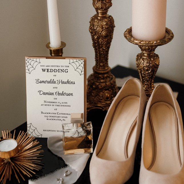 Convites Casamento Gótico Branco e Negro (Criador carregado)