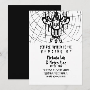 Convites Casamento Gótico Candeeiro Teia de Aranha Preto