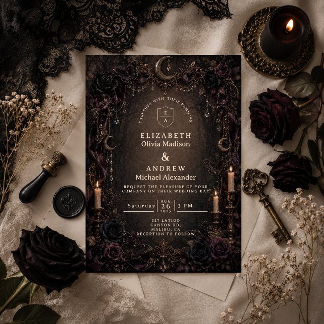 Convites Casamento Gótico Caprichoso (Criador carregado)