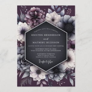 Convites Casamento Gótico Carvão & Mauve