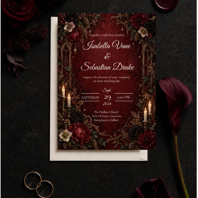 Convites Casamento Gótico Celestial Etéreo (Criador carregado)