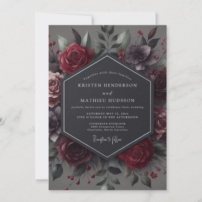 Convites Casamento Gótico Claret (Frente)