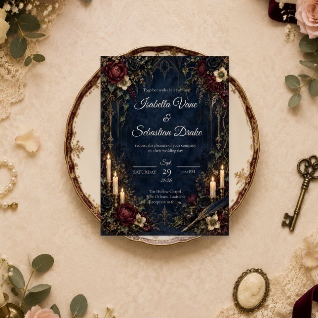 Convites Casamento Gótico com Velas (Criador carregado)