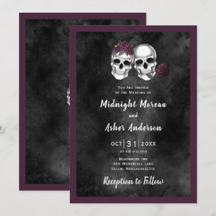 Convites Casamento Gótico de Caveira de Esqueleto Casal Ros