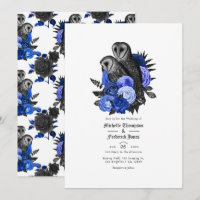 Casamento Gótico de Corujas Azul Real Vintage