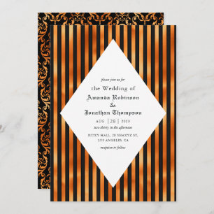 Convites Casamento Gótico de Crânios Negros e de Cobre