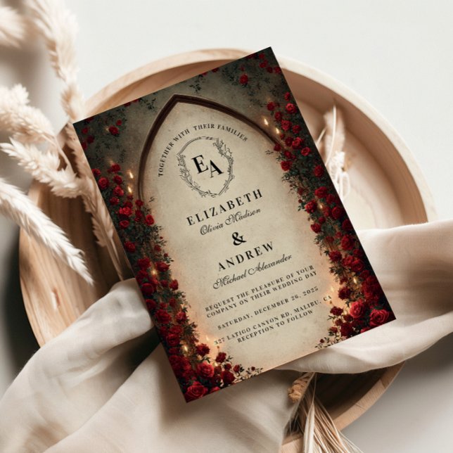 Convites Casamento Gótico de Crimson Lantern (Criador carregado)