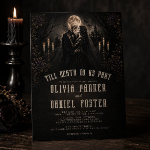 Convites Casamento Gótico de Halloween Até que a Morte nos