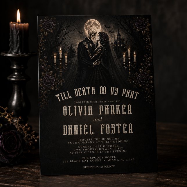 Convites Casamento Gótico de Halloween Até que a Morte nos  (Criador carregado)