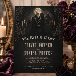 Convites Casamento Gótico de Halloween Até que a Morte nos