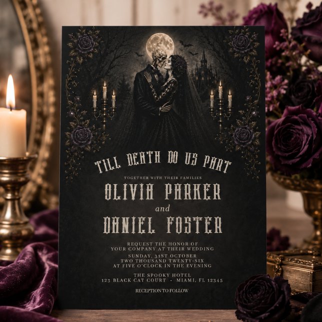 Convites Casamento Gótico de Halloween Até que a Morte nos  (Criador carregado)