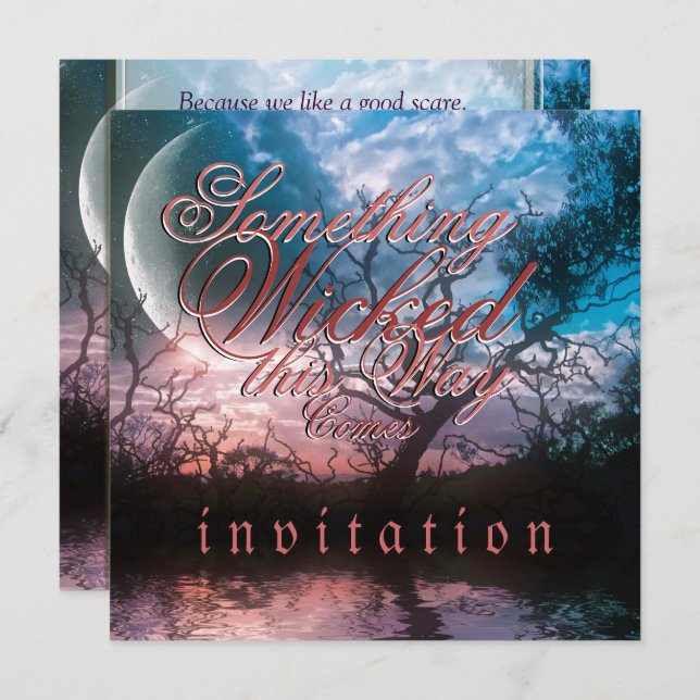 Convites Casamento Gótico de Halloween Sonhado (Frente/Verso)