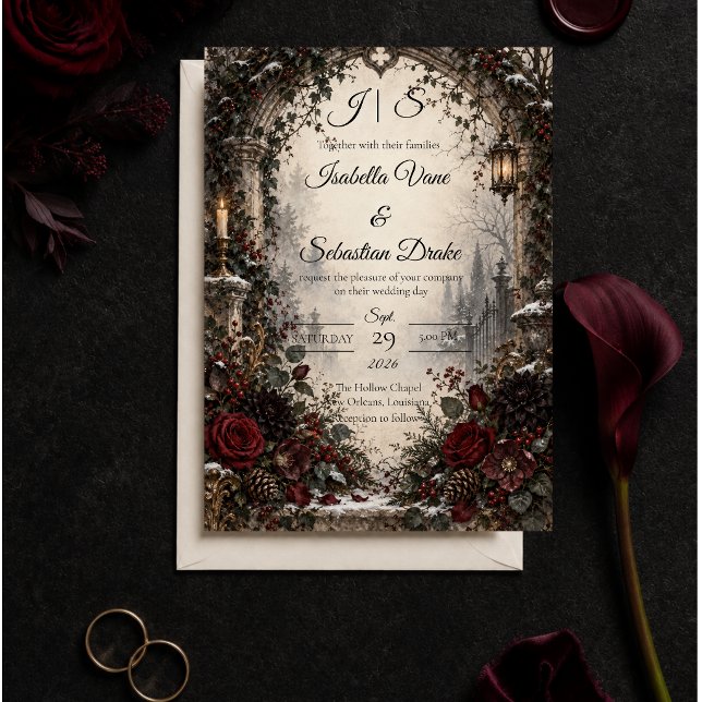 Convites Casamento Gótico de Inverno Temperamental (Criador carregado)