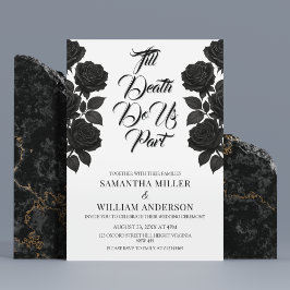 Convites Casamento Gótico de Rosas Negras de Halloween