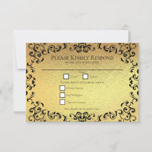 Convites Casamento Gótico Dourado e Negra