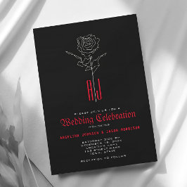 Convites Casamento Gótico Elegante Vermelho e Preto