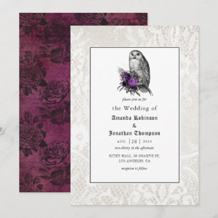 Convites Casamento Gótico Floral e Renda