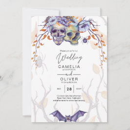 Convites Casamento Gótico Invitação Cascas Laranja Roxas