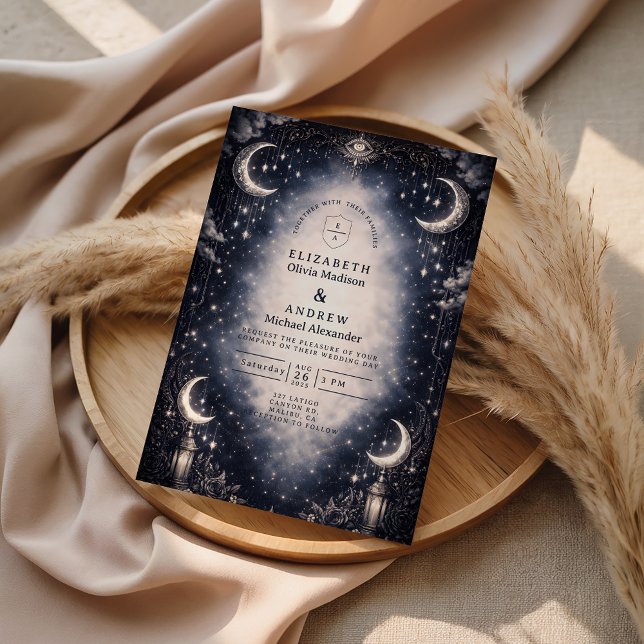 Convites Casamento Gótico Lua Celestial (Criador carregado)