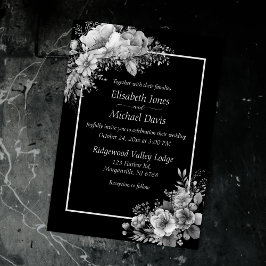 Convites Casamento Gótico Moderno E Negro Elegante E Branco