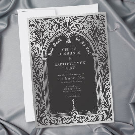 Convites Casamento Gótico Preto Prata Medieval Até a Morte