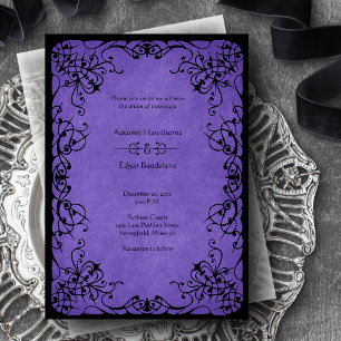 Convites Casamento Gótico Preto Roxo
