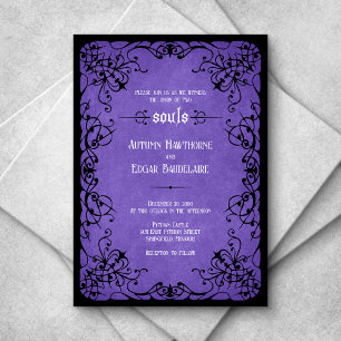 Convites Casamento Gótico Preto Roxo