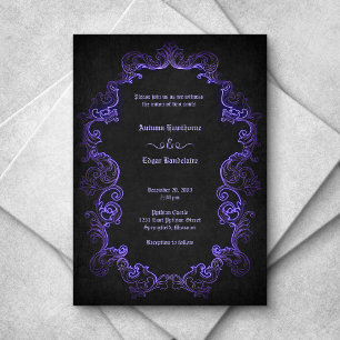 Convites Casamento Gótico Preto Roxo