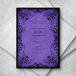 Convites Casamento Gótico Preto Roxo