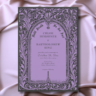Convites Casamento Gótico Preto Roxo Medieval Até a Morte
