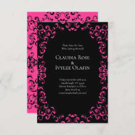 Convites Casamento Gótico Quente-Rosa e Negro