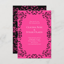 Convites Casamento Gótico Quente-Rosa e Negro
