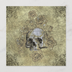 Convites Casamento Gótico Steampunk Crânio e Rosas