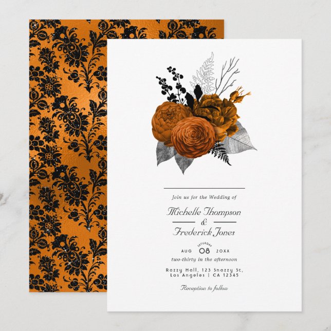 Convites Casamento Gótico Vintage (Frente/Verso)