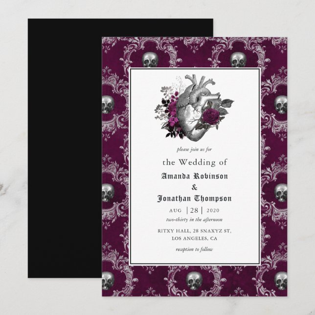 Convites Casamento Gótico Vintage (Frente/Verso)