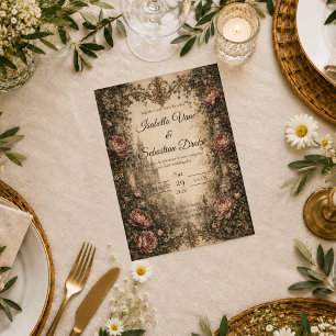Convites Casamento Gótico Vintage Romântico