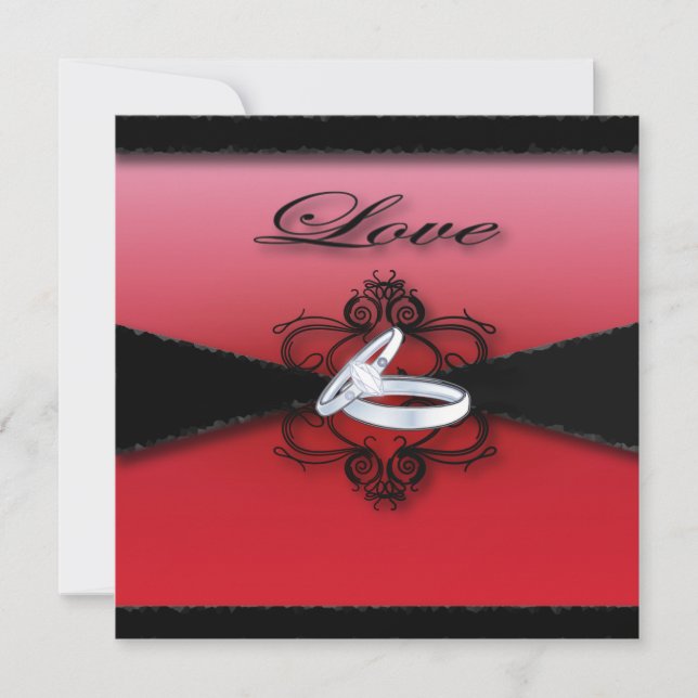 Convites casamento gótico vitoriano-branco vermelho-e-preto (Frente)