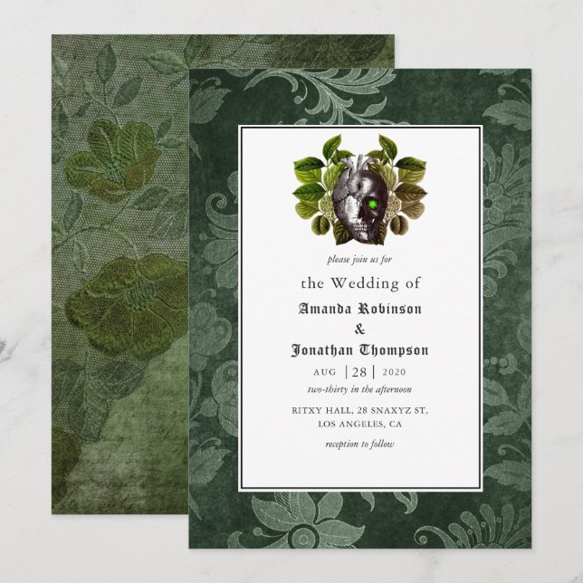 Convites Casamento Gótico Witchwood (Frente/Verso)